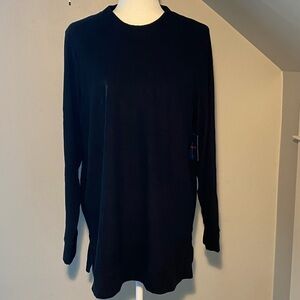 Tommy John Zen ribbed long sleeve crew neck top. X-large in black. Loungewear